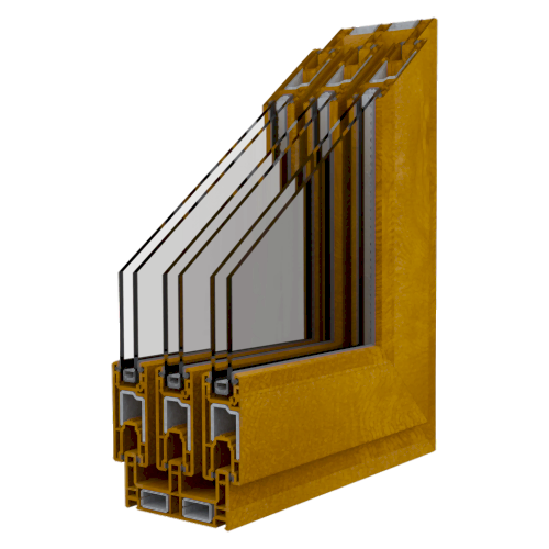 Egepen deceuninck, maestro sürme serisi altınmeşe renkli üç raylı pvc pencere ve kapı profili